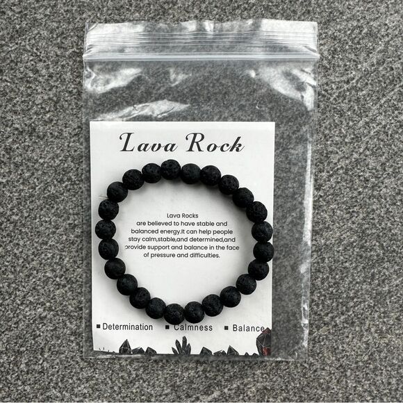 NEW Lava Rock 8mm Round Bead Boho Hippie Stretch Unisex Aromatherapy Bracelet - Picture 9 of 9
